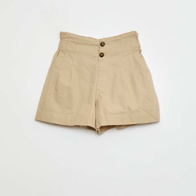 Short de cérémonie en coton uni BEIGE