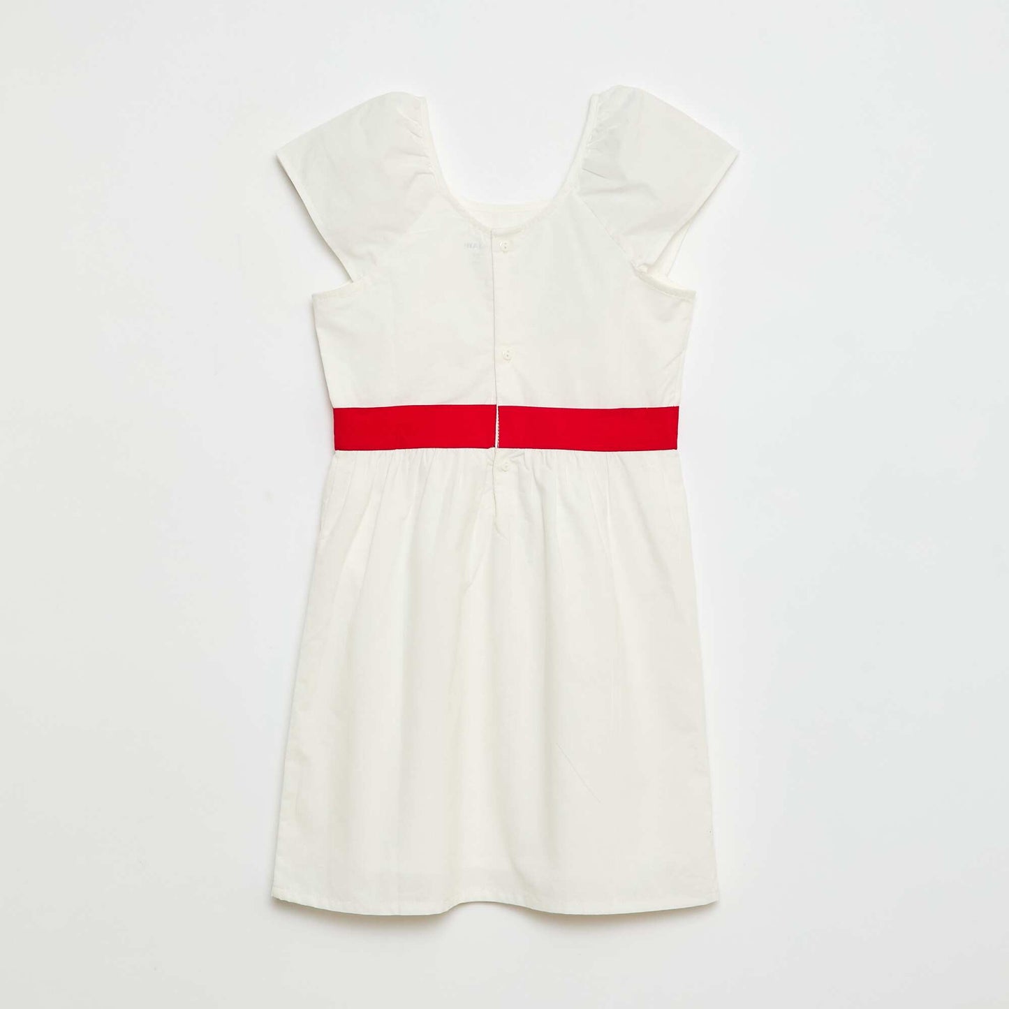 Robe avec ceinture en coton uni BLANC