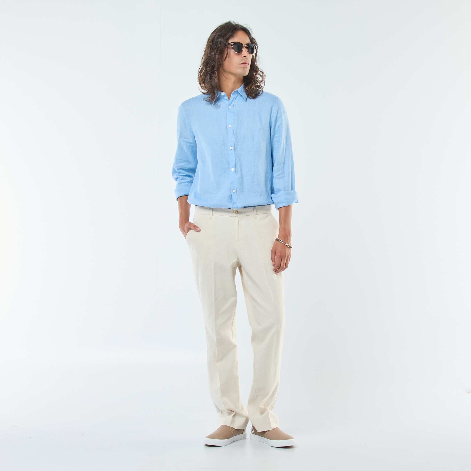 Pantalon type costume coupe slim BLANC CASSé