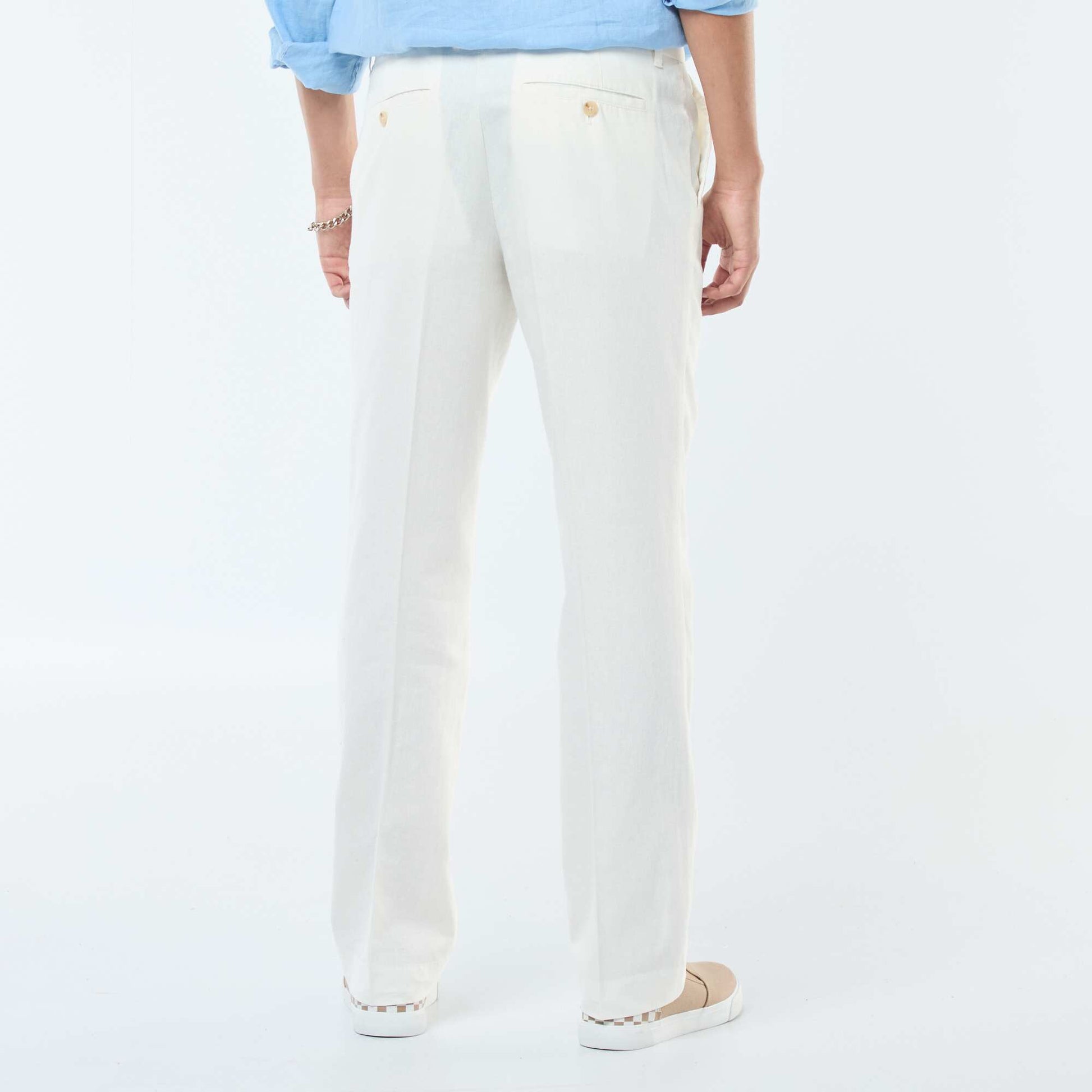 Pantalon type costume coupe slim BLANC