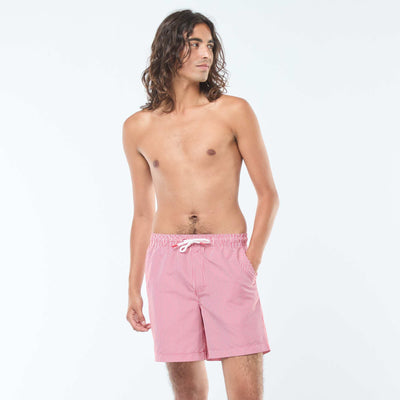 Short de bain à rayures ROUGE