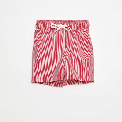 Short de bain à rayures ROUGE