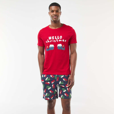 Pyjama court imprimé Noël - 2 pièces ROUGE