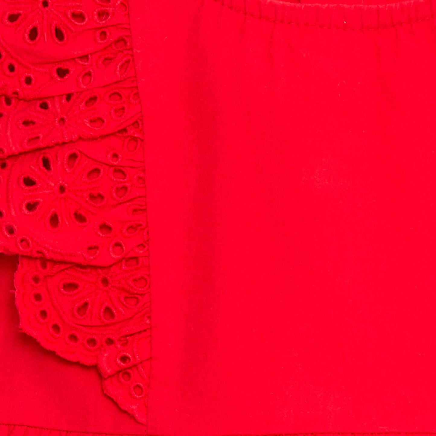Robe sans manche légère broderie anglaise en coton ROUGE