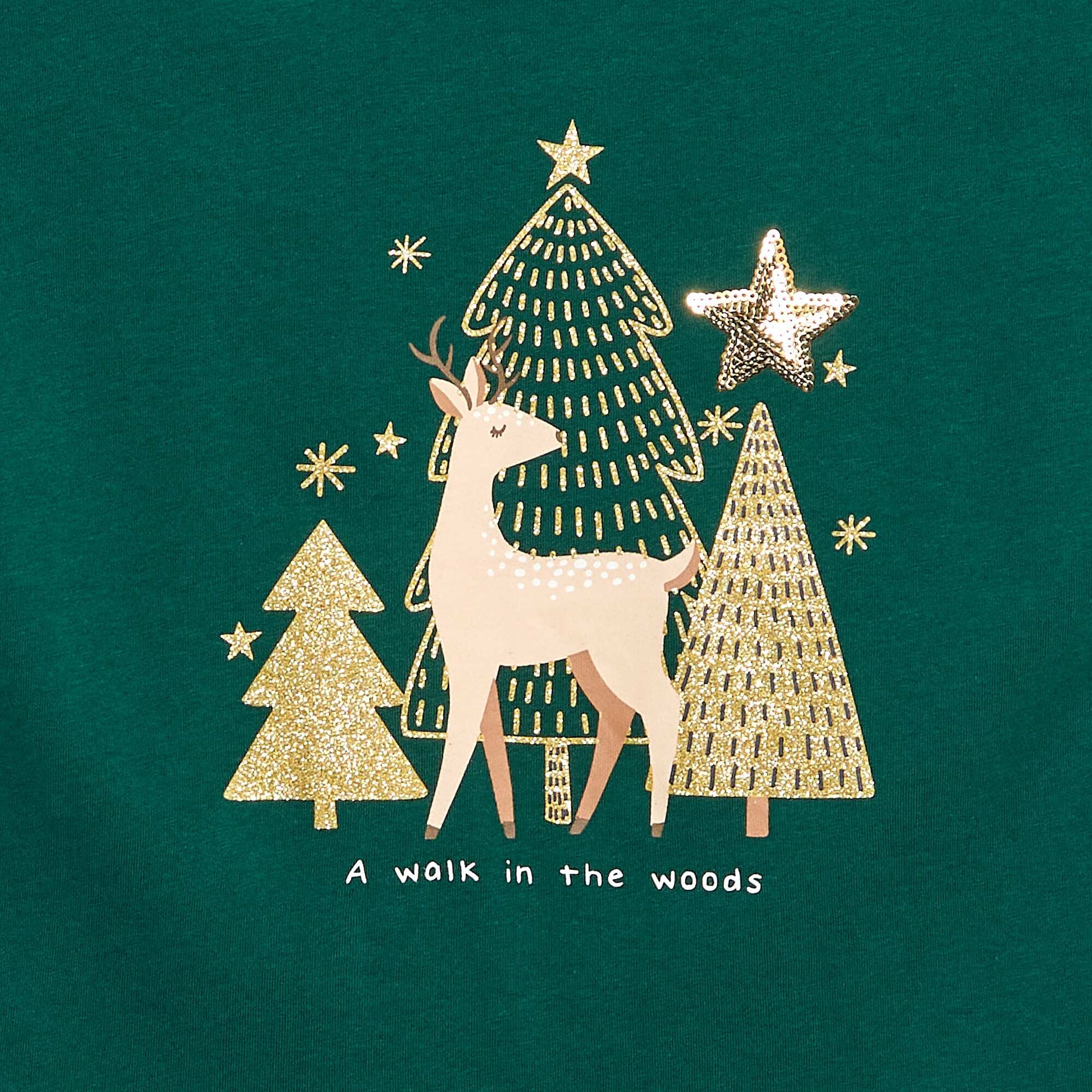 T-shirt imprimé 'Noël' en coton VERT