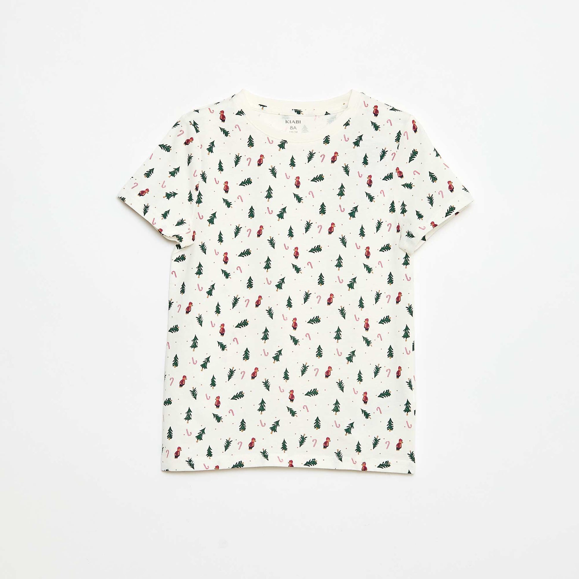 T-shirt imprimé 'Noël' en coton BLANC