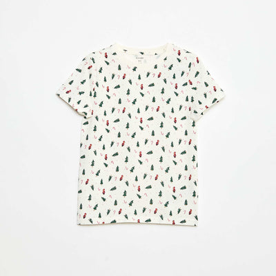 T-shirt imprimé 'Noël' en coton BLANC