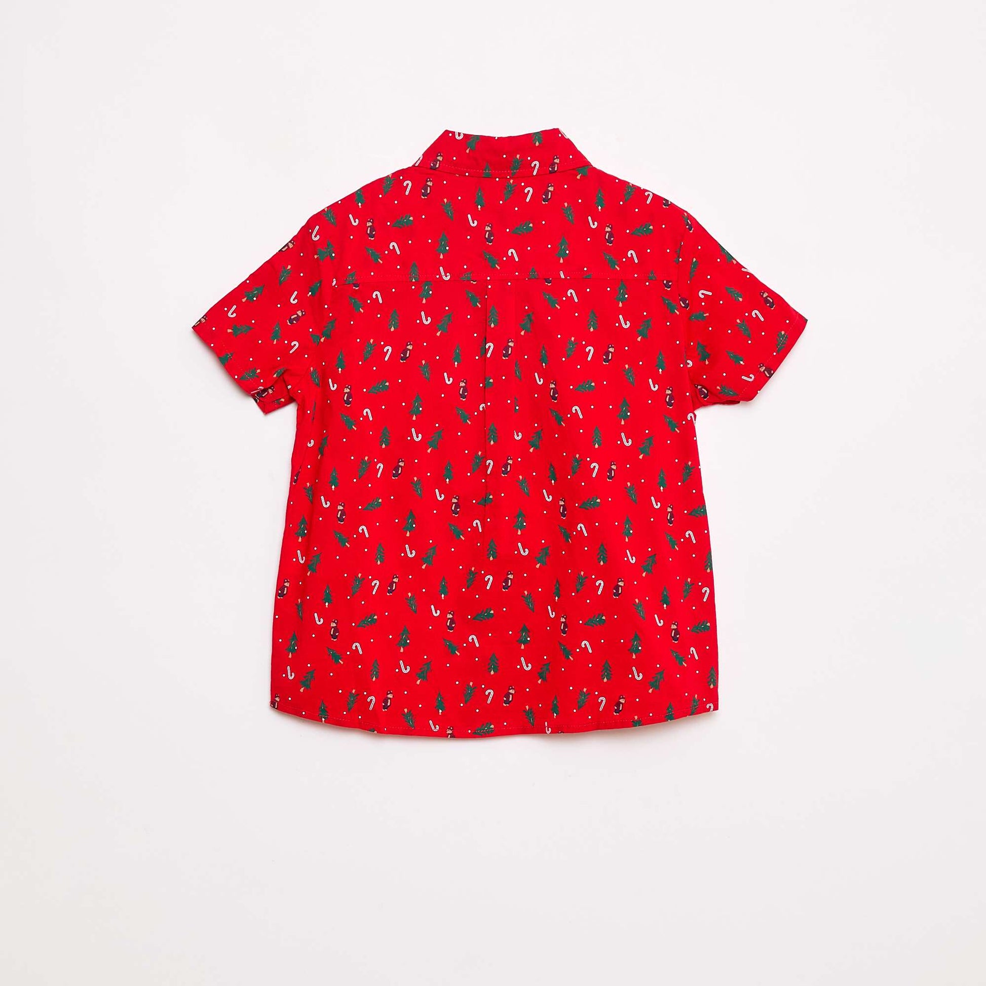 Chemise regular imprimé all-over 'Noël' en coton ROUGE