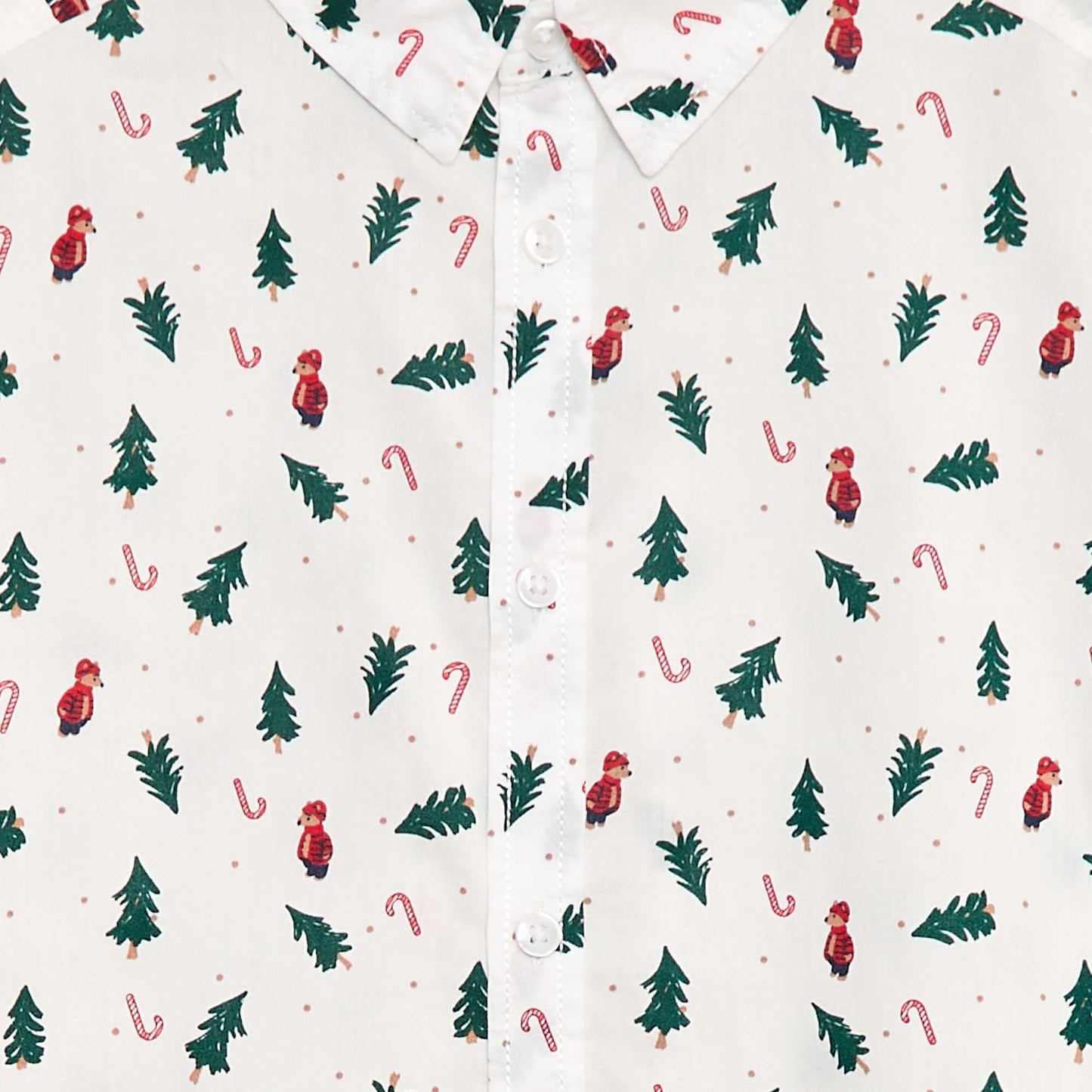 Chemise regular imprimé all-over 'Noël' en coton BLANC