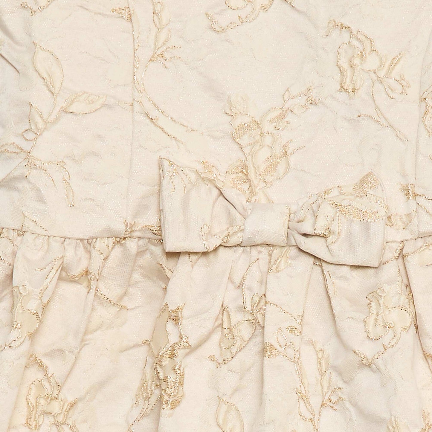 Robe sans manche en jacquard avec gros nœud BEIGE