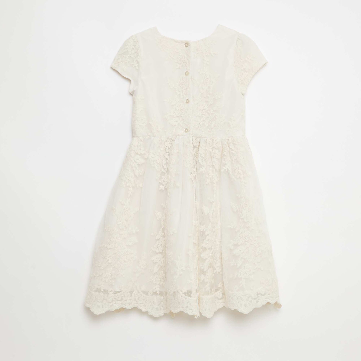 Robe en tulle broderie anglaise unie BLANC