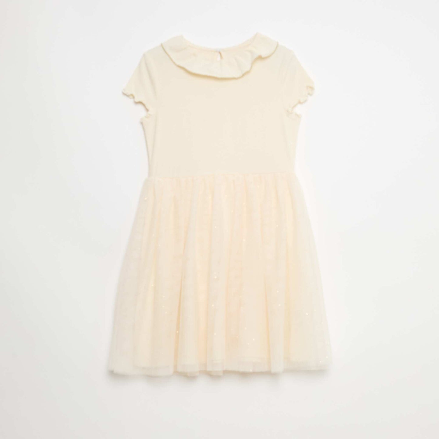 Robe col volanté en jersey coton BLANC