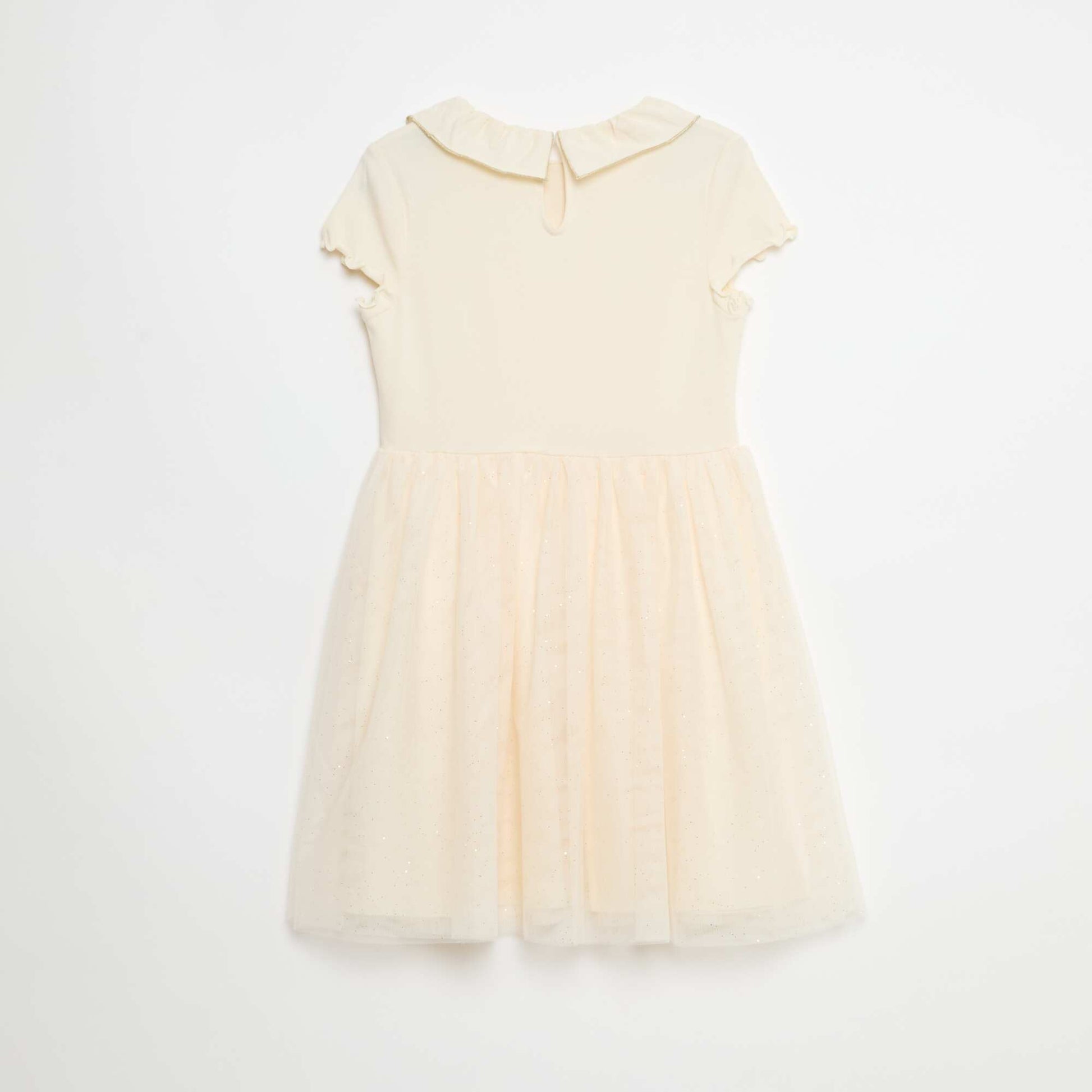 Robe col volanté en jersey coton BLANC