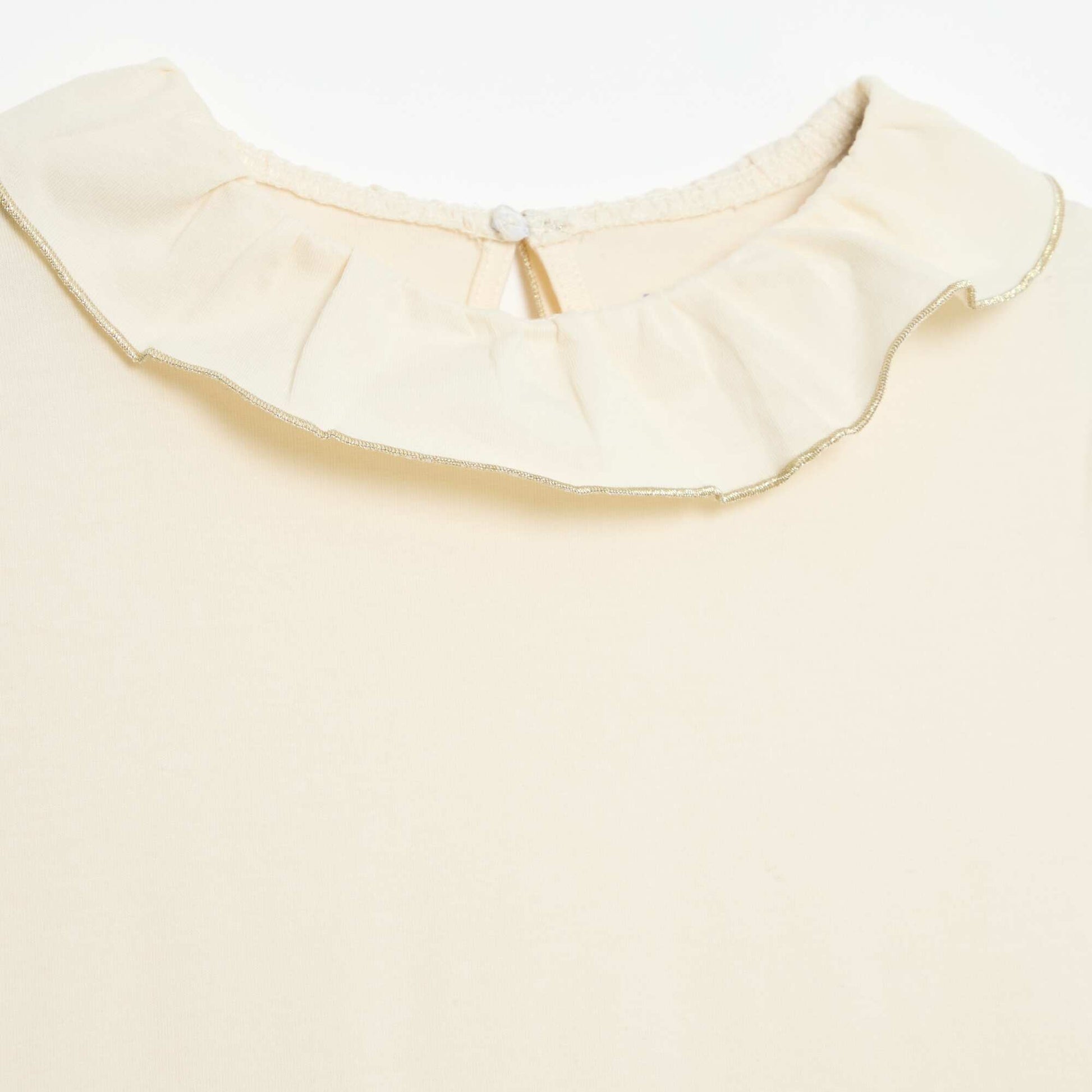 Robe col volanté en jersey coton BLANC