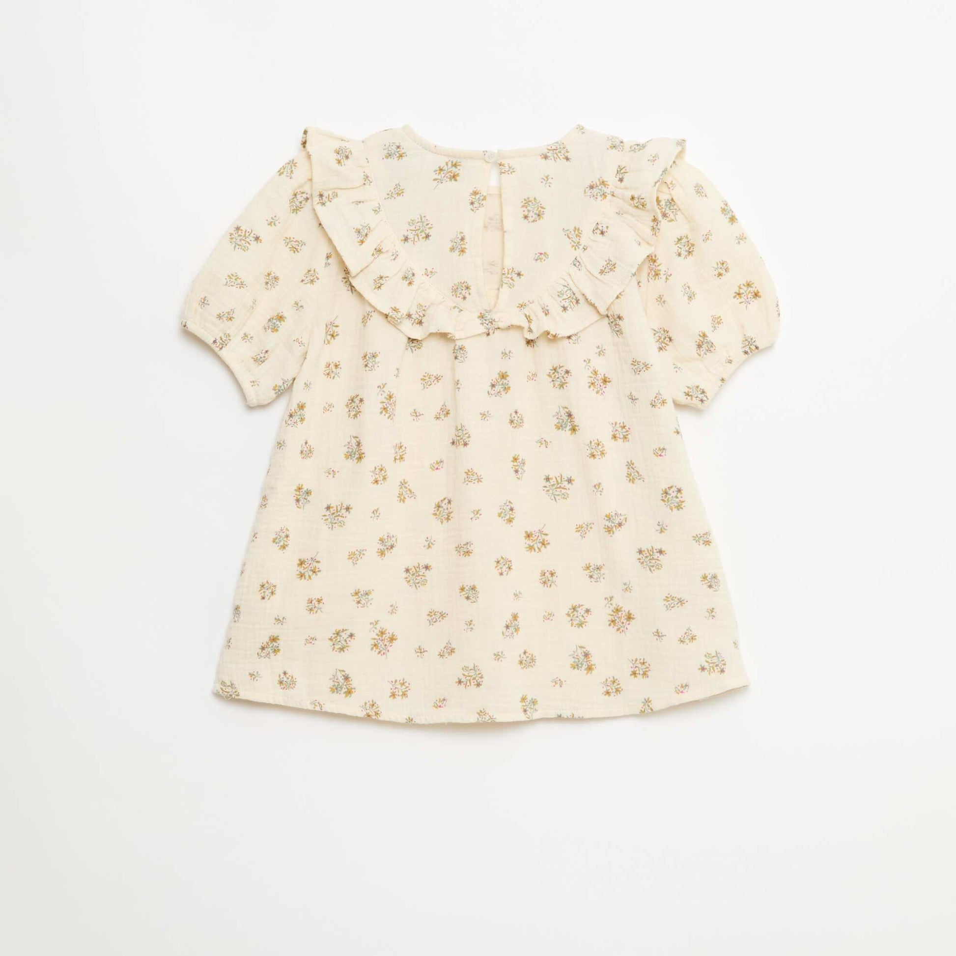 Blouse à col rond et plastron volantée BEIGE