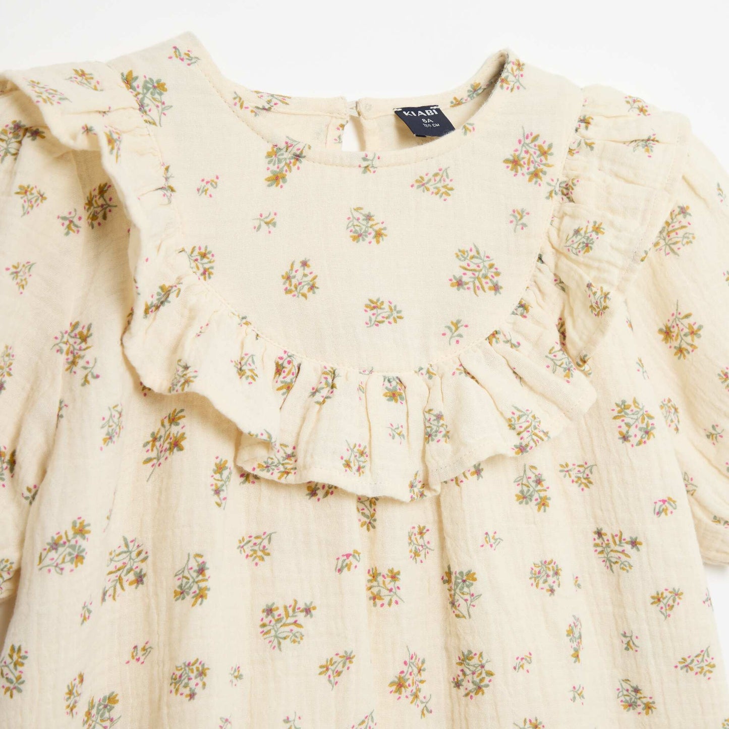Blouse à col rond et plastron volantée BEIGE