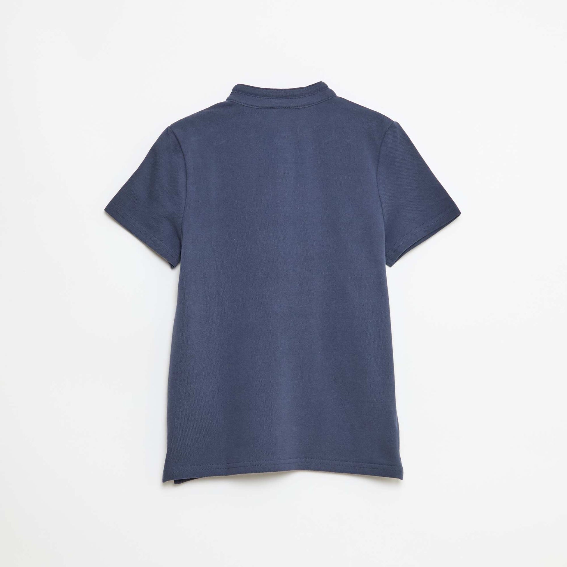 T-shirt piqué tunisien en coton uni BLEU