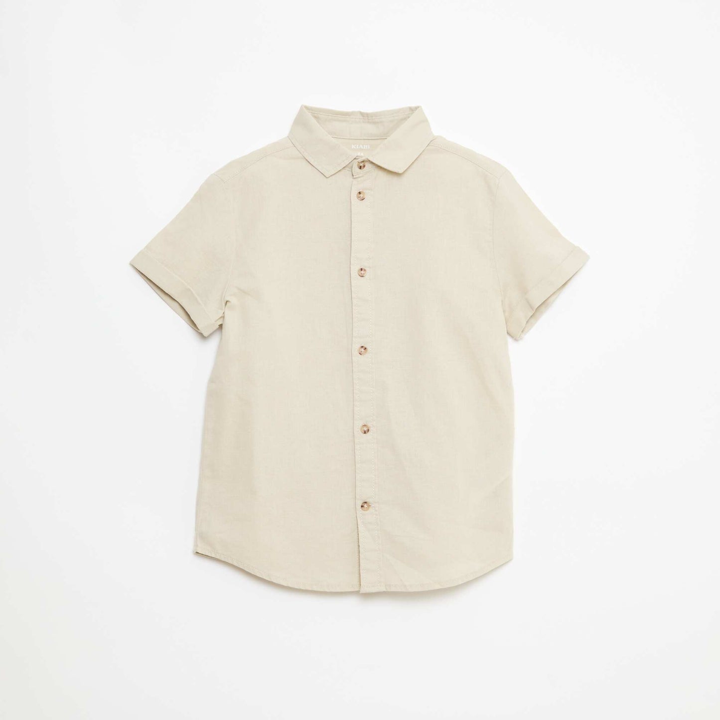 Chemise regular en coton uni BEIGE