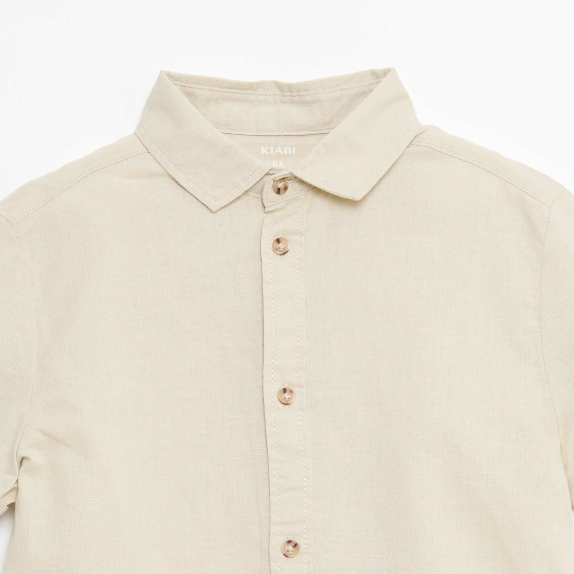 Chemise regular en coton uni BEIGE