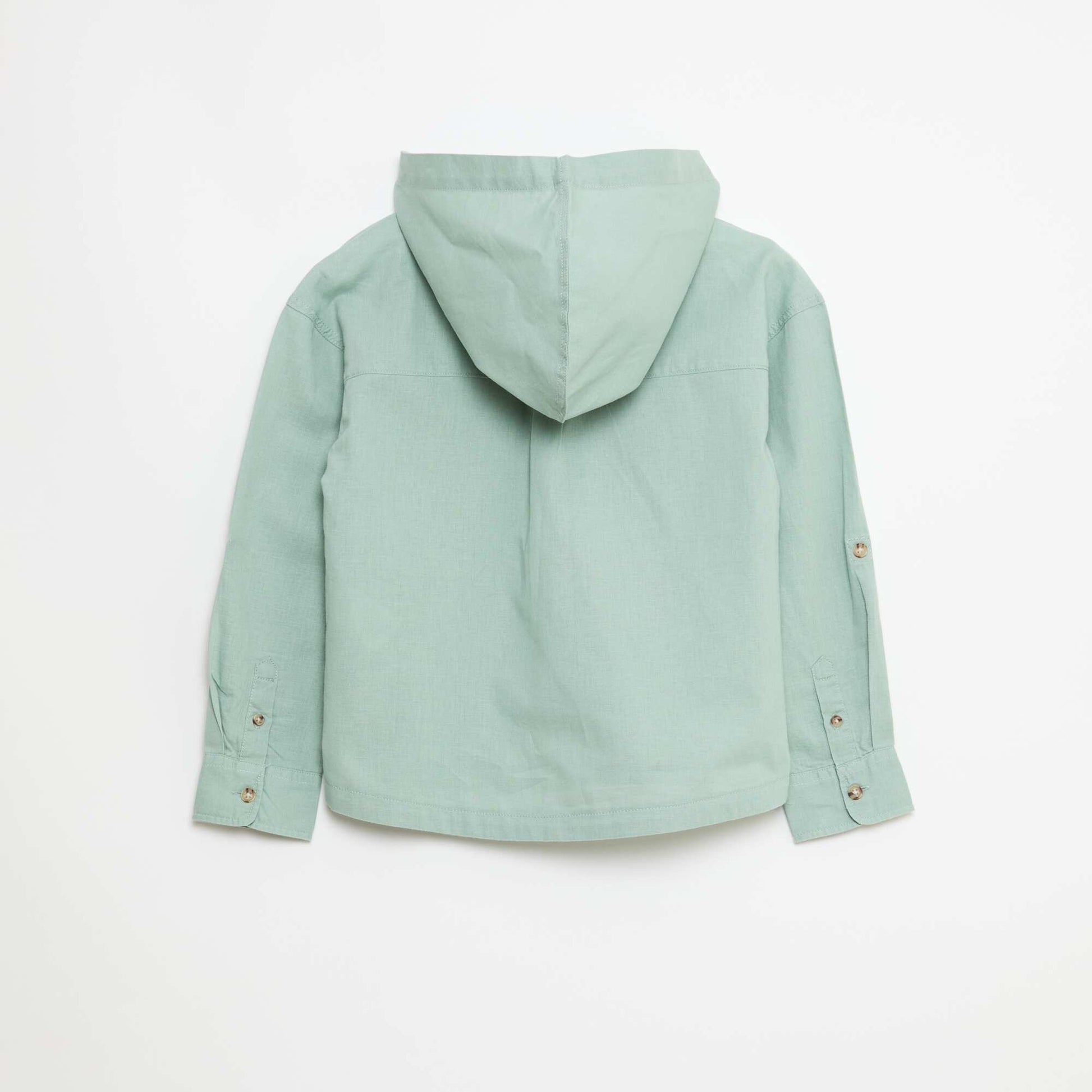 Chemise à capuche regular en coton uni VERT