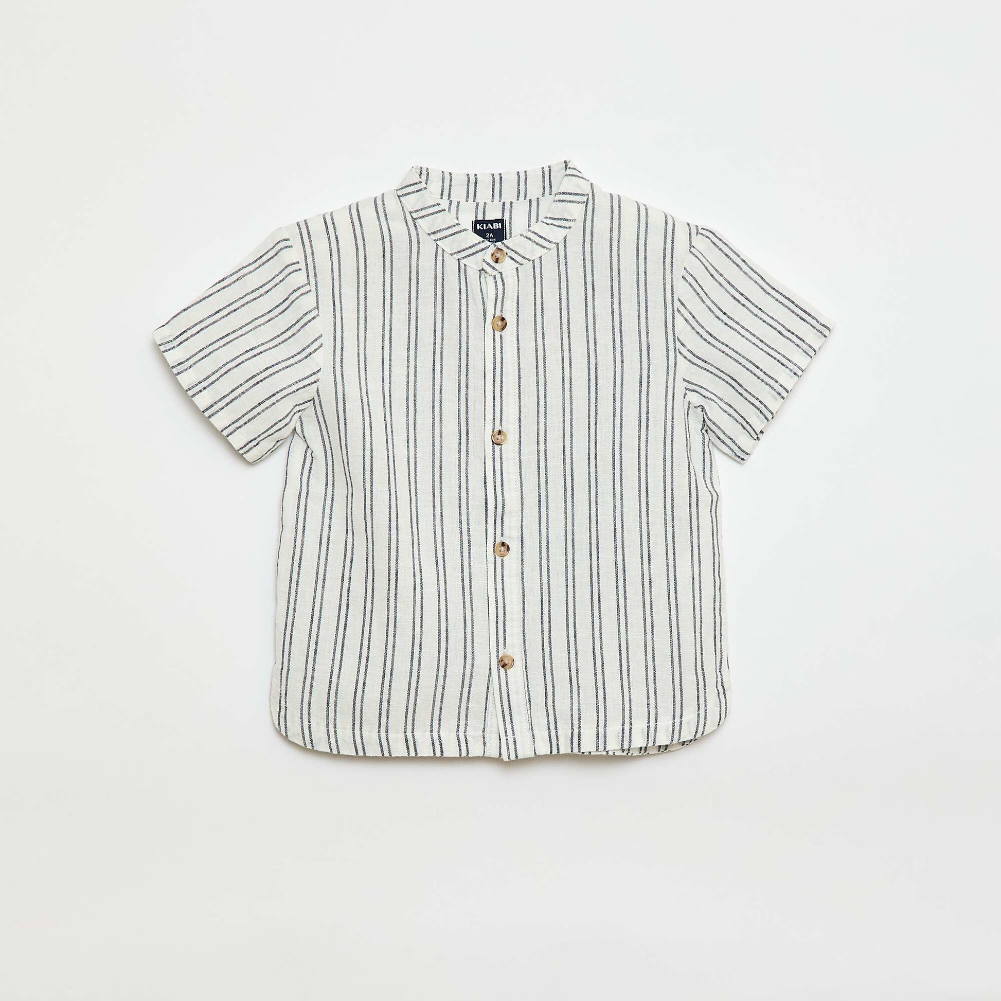 Chemise rayée en lin mélangé BEIGE