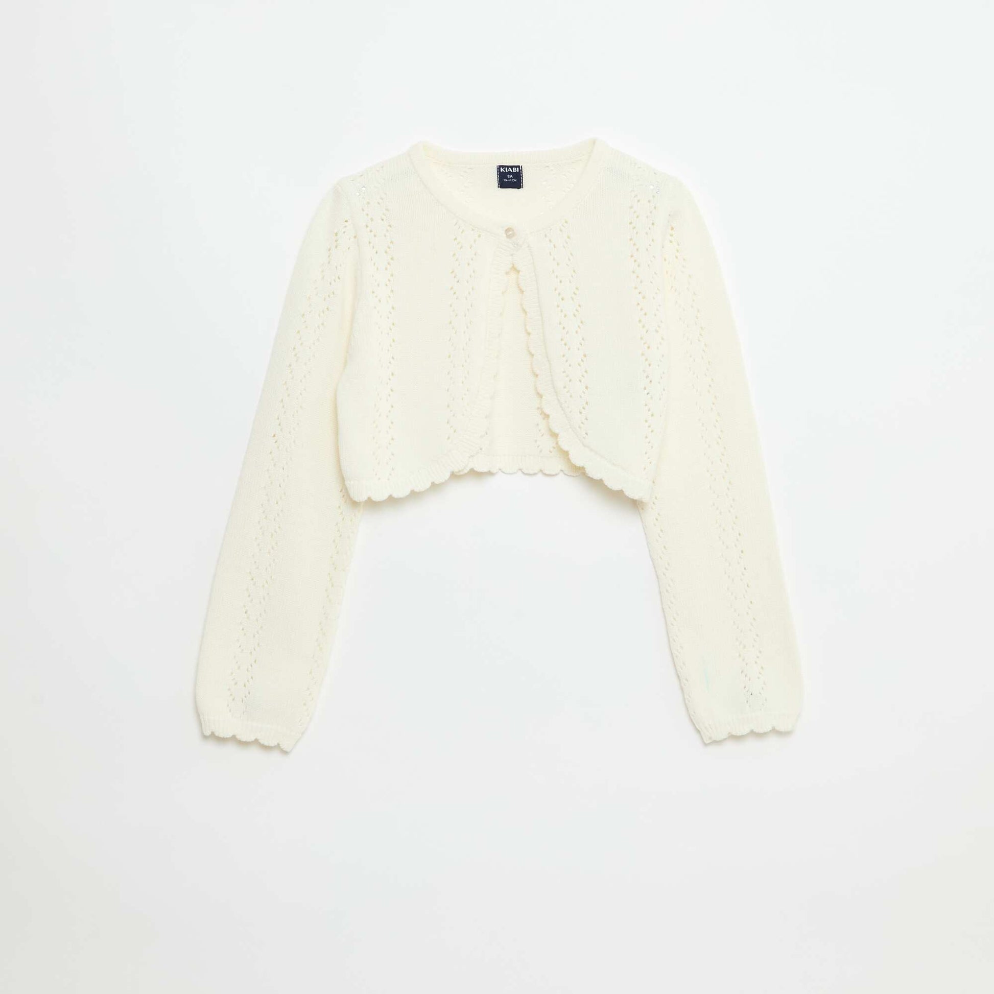Gilet bolero en maille fantaisie coton unie BEIGE