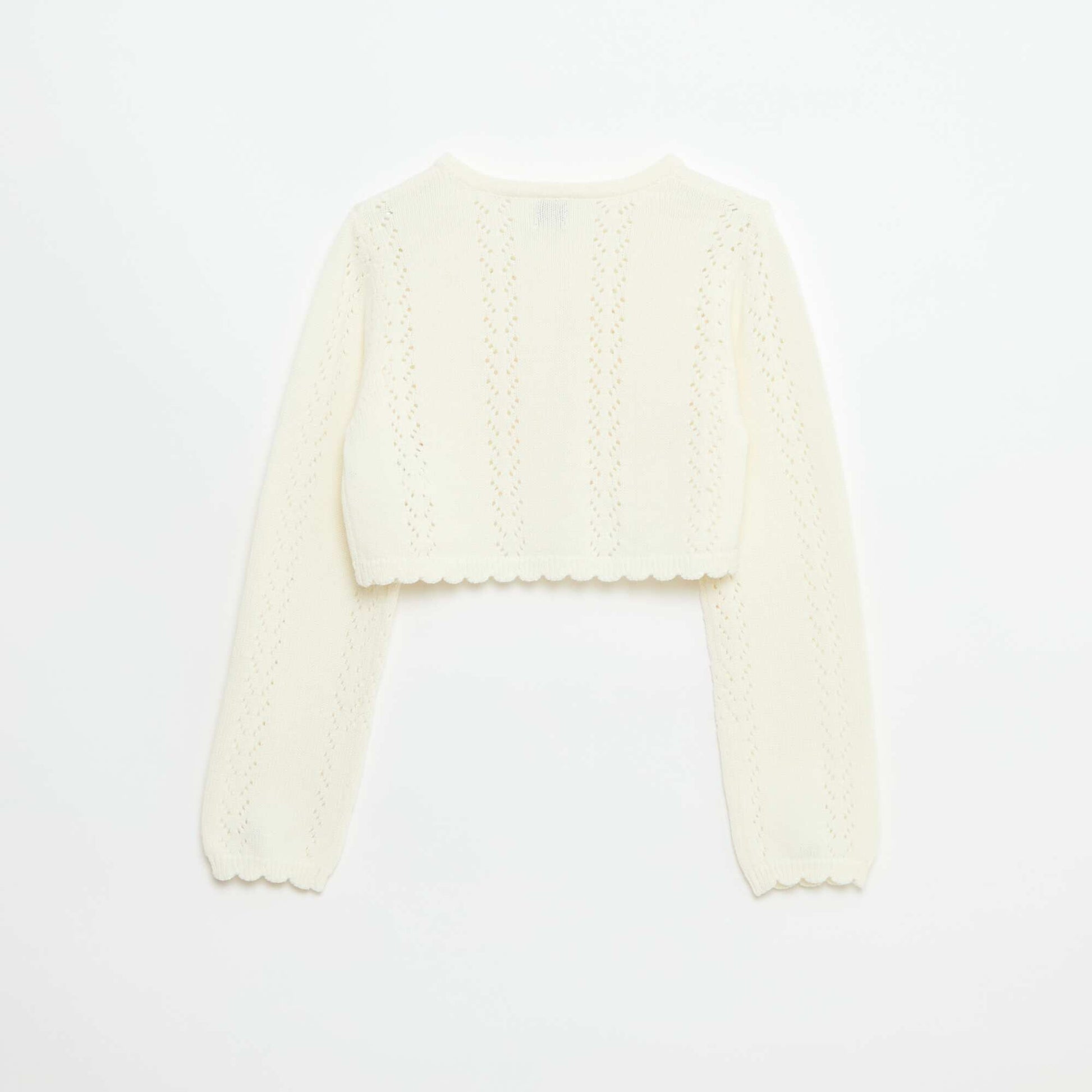 Gilet bolero en maille fantaisie coton unie BEIGE