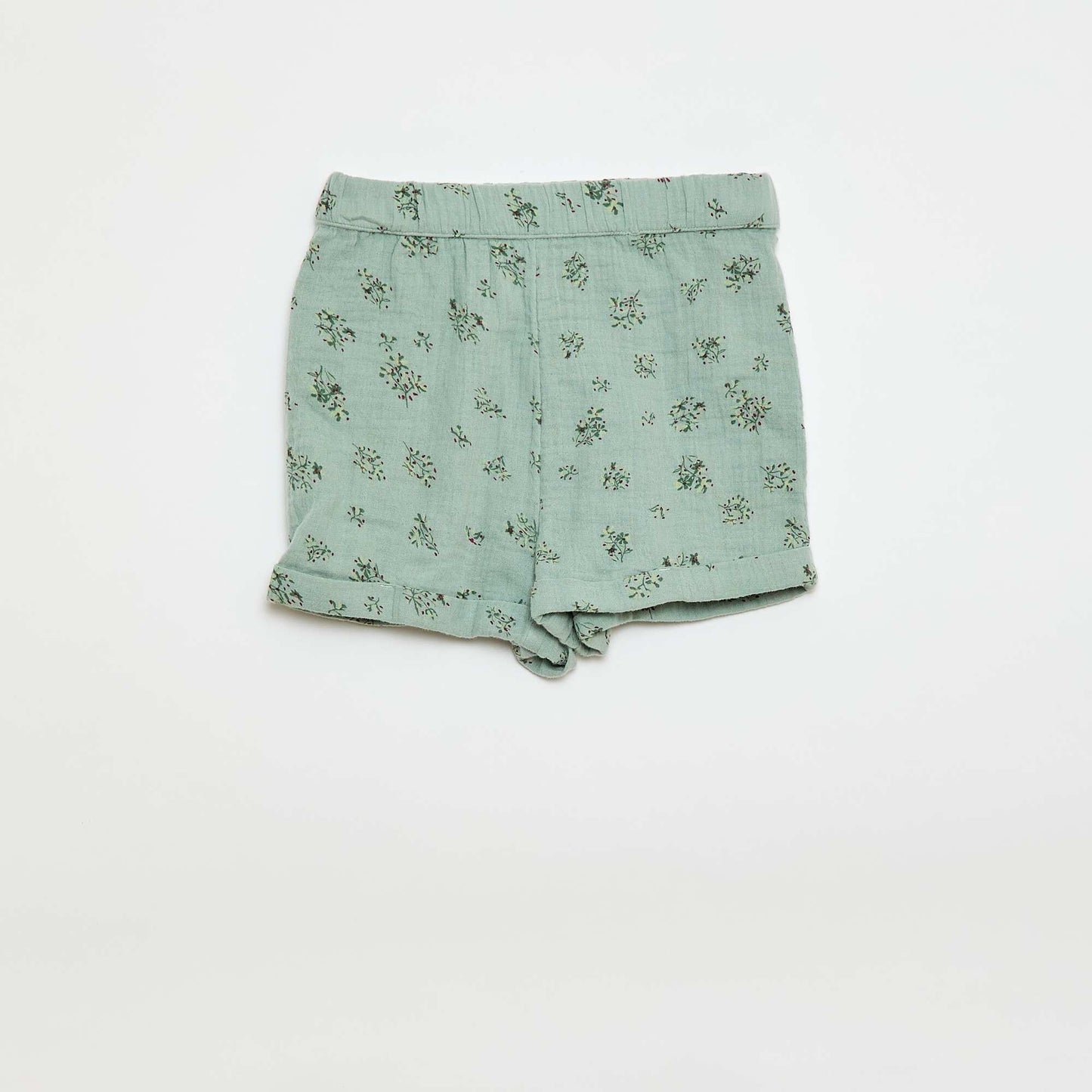 Short à motif en gaze de coton VERT