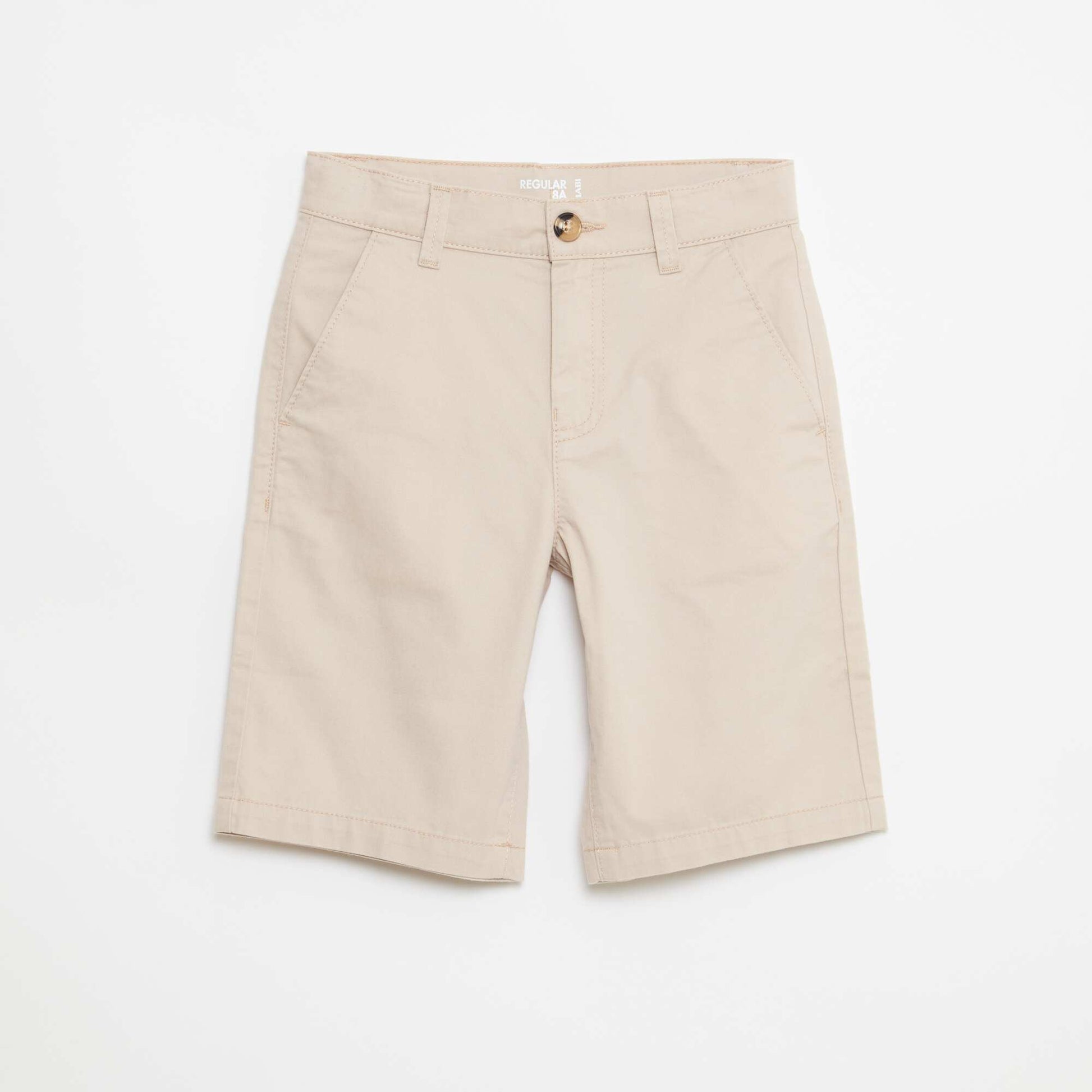 Bermuda en twill de coton uni BEIGE