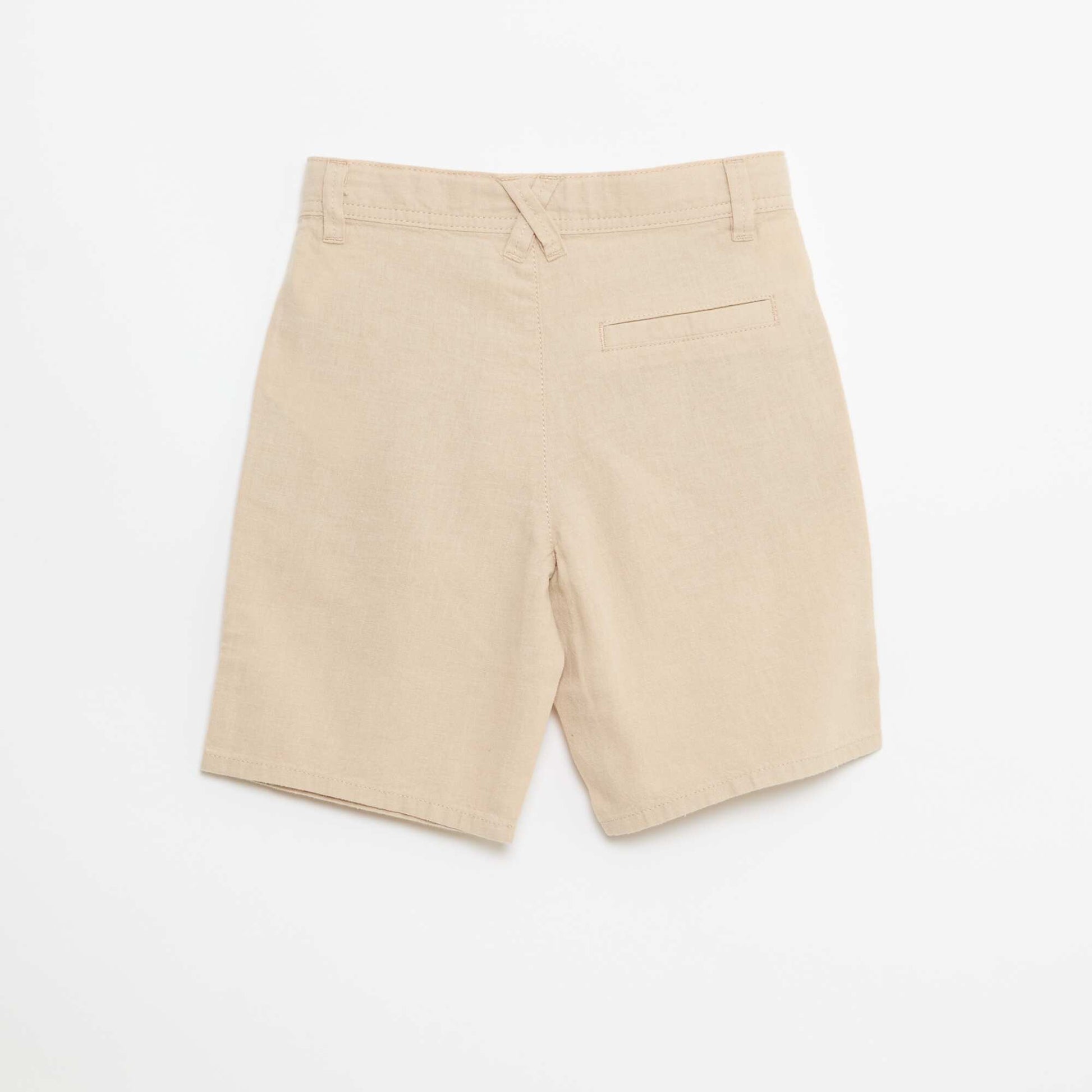 Bermuda regular en coton et lin uni BEIGE