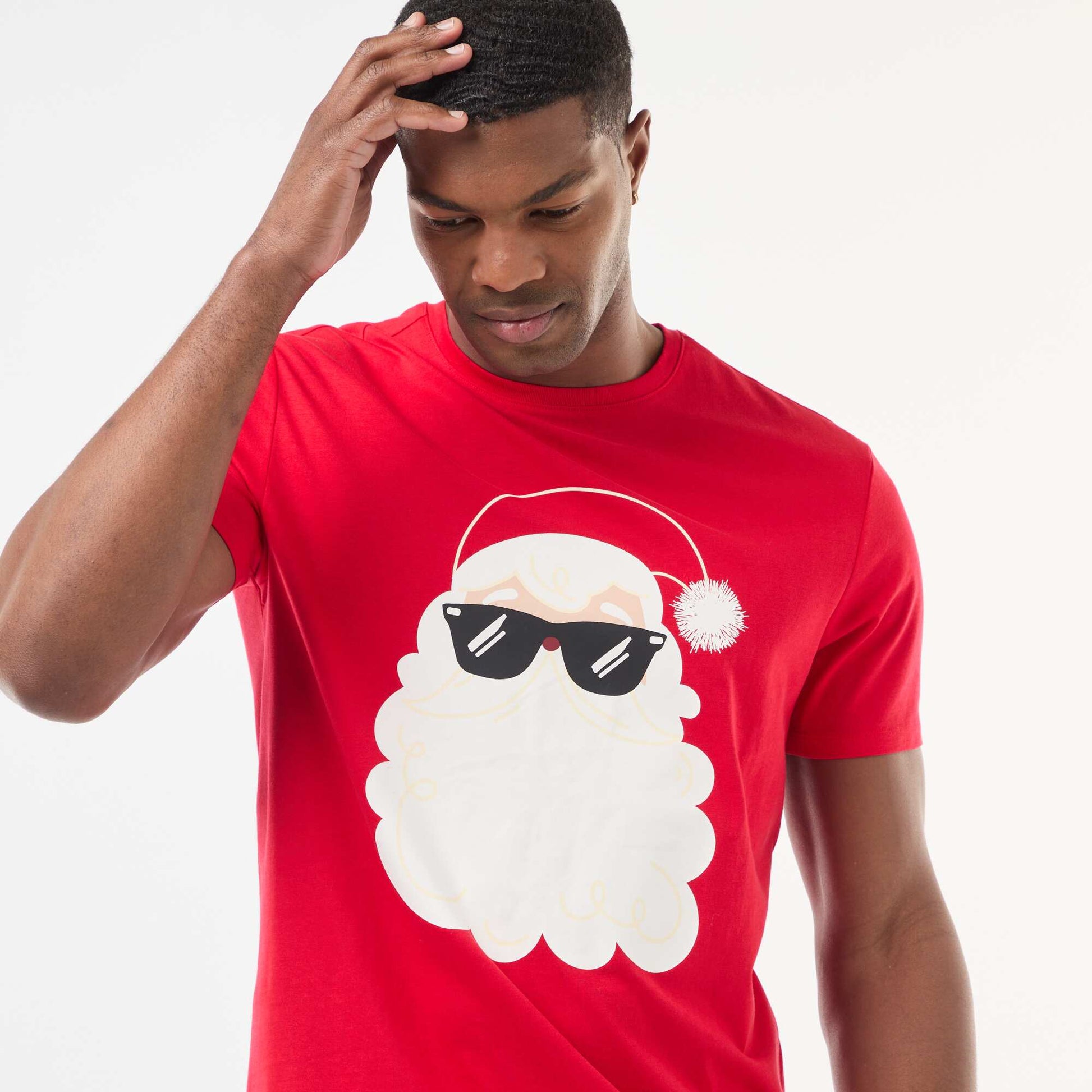 T-shirt 'Noël' manches courtes imprimé ROUGE