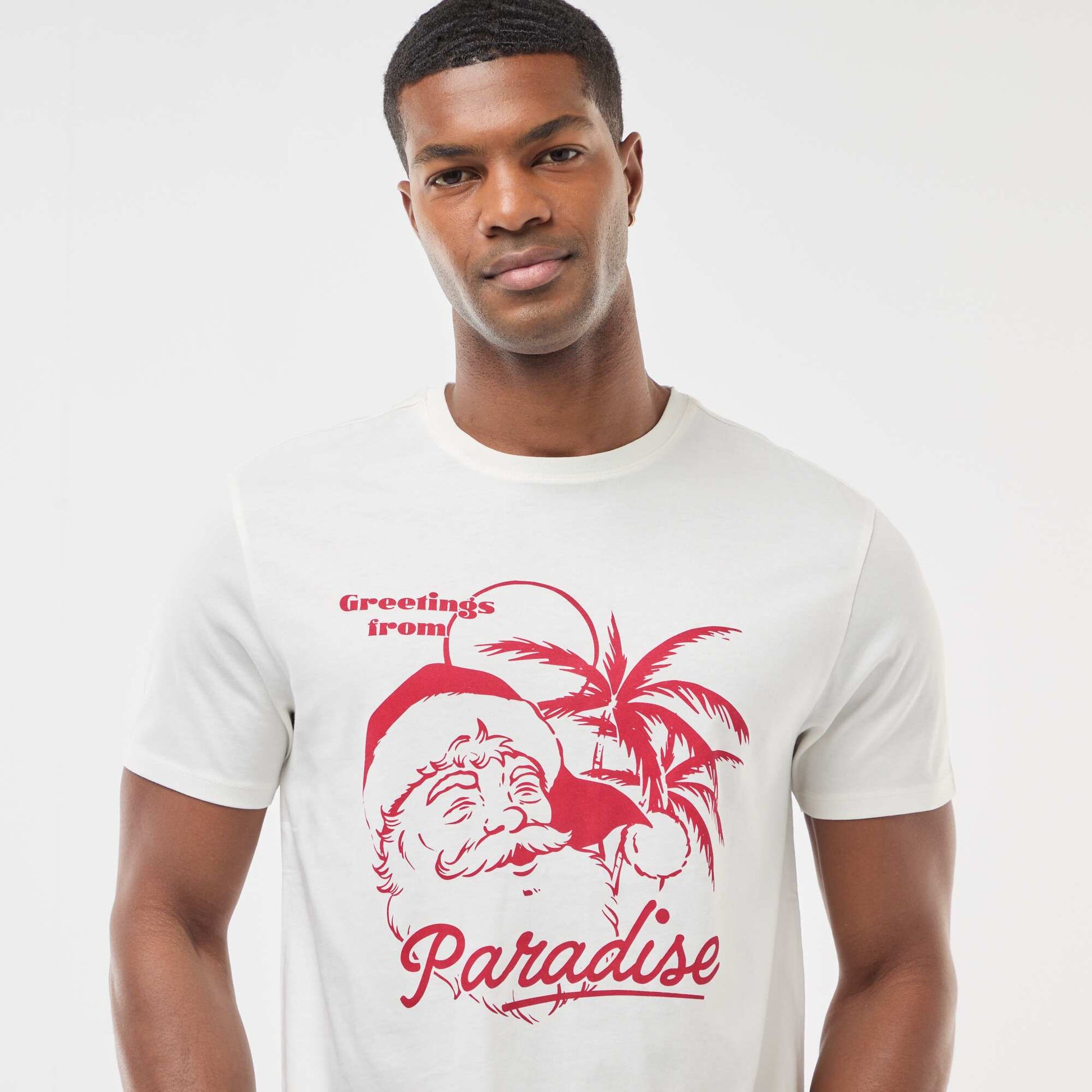 T-shirt 'Noël' manches courtes imprimé BLANC