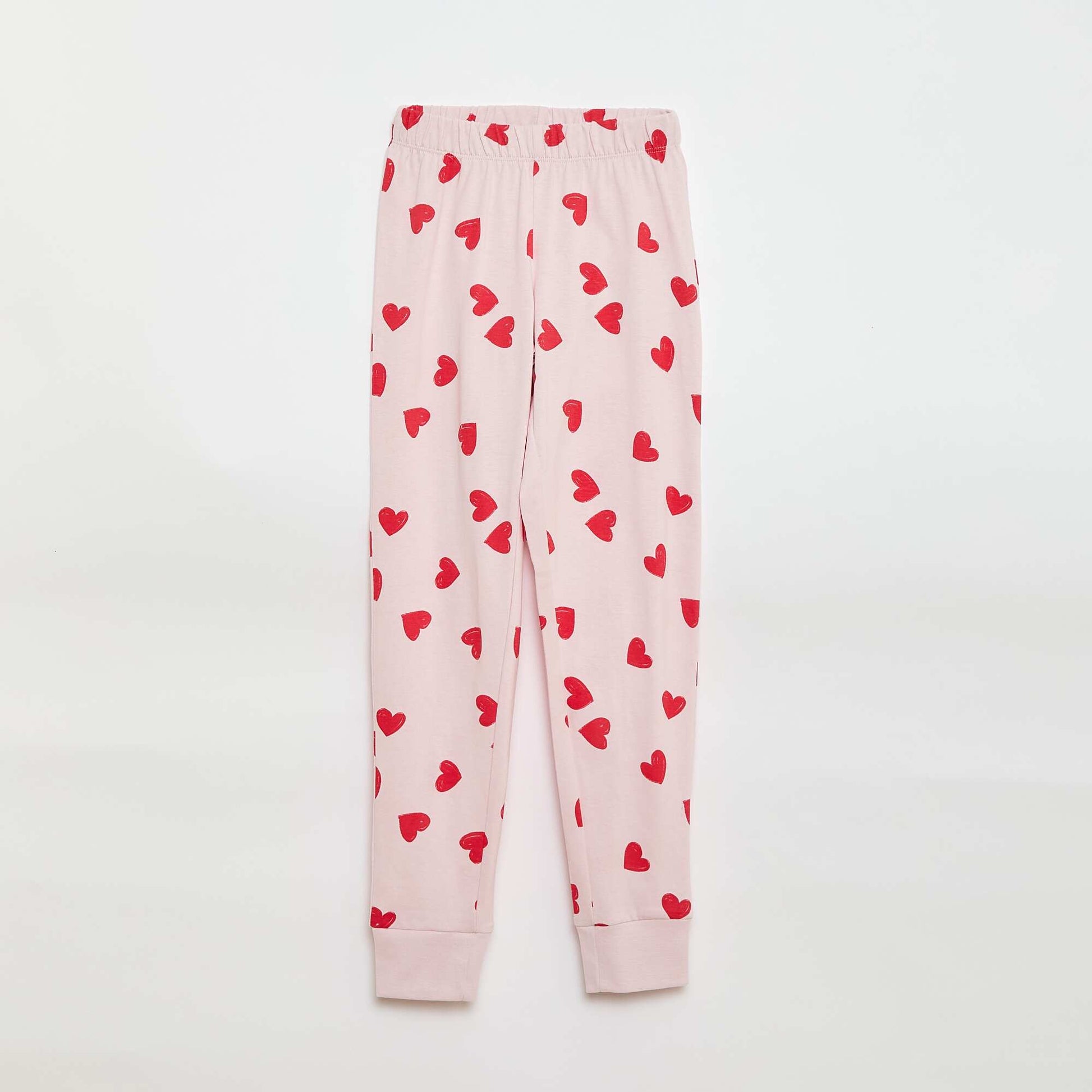 Ensemble pyjama long à motif 'cœur' - 2 pièces ROSE