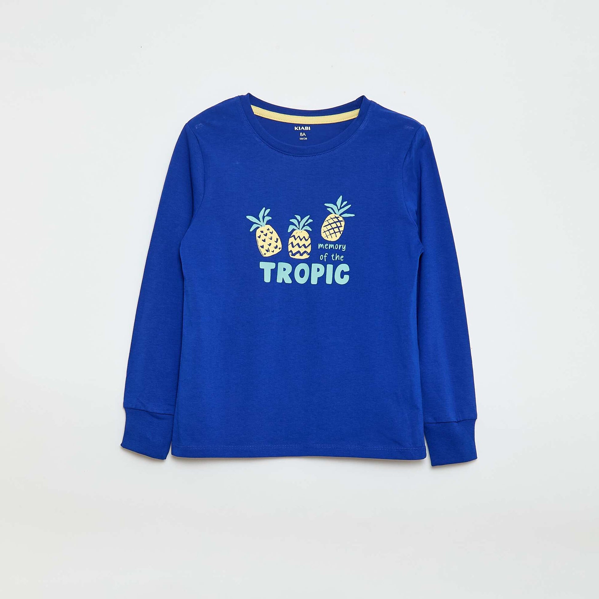 Ensemble pyjama long t-shirt + short - 2 pièces BLEU