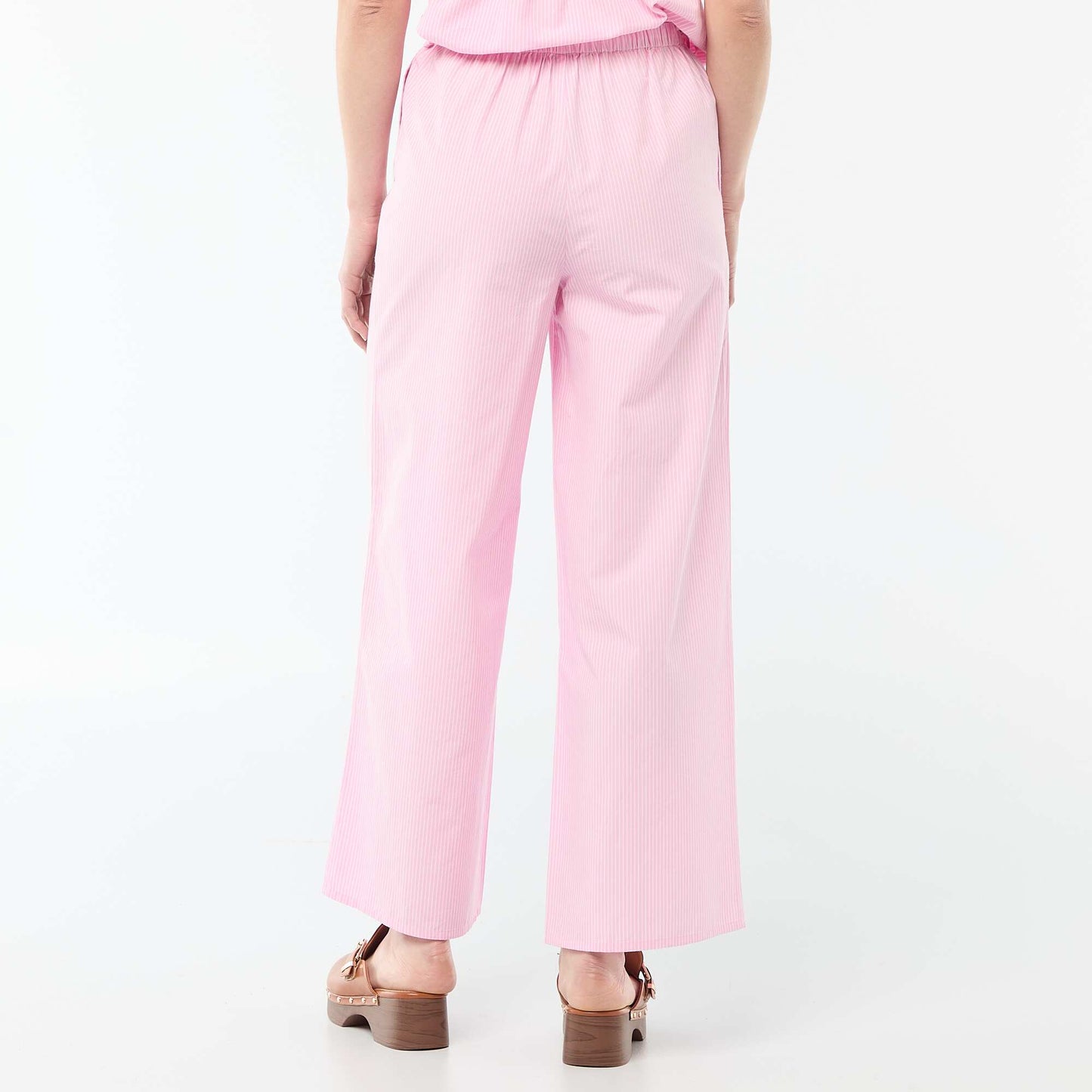 Pantalon imprimé femme à coupe large BLANC