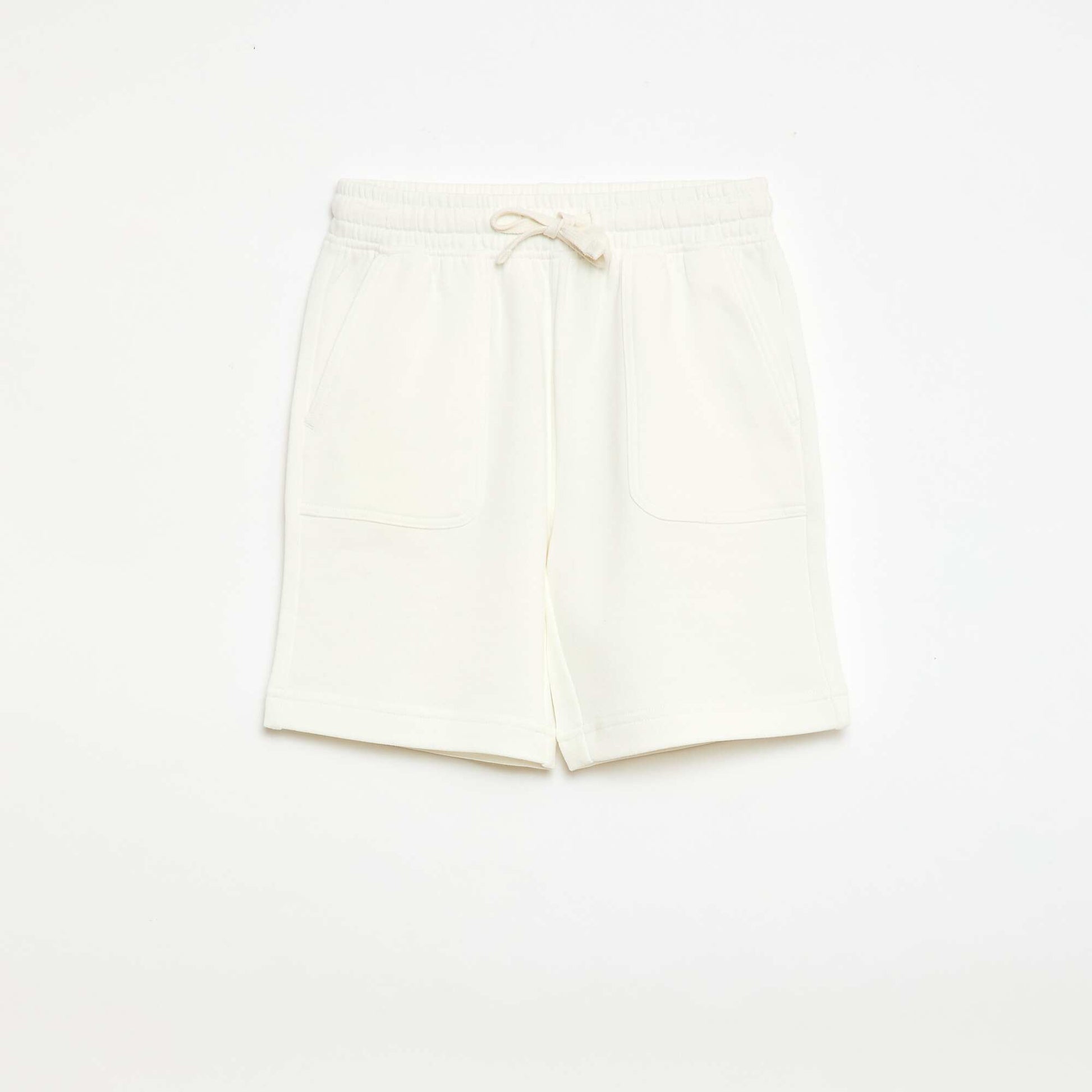 Short en molleton léger uni BLANC