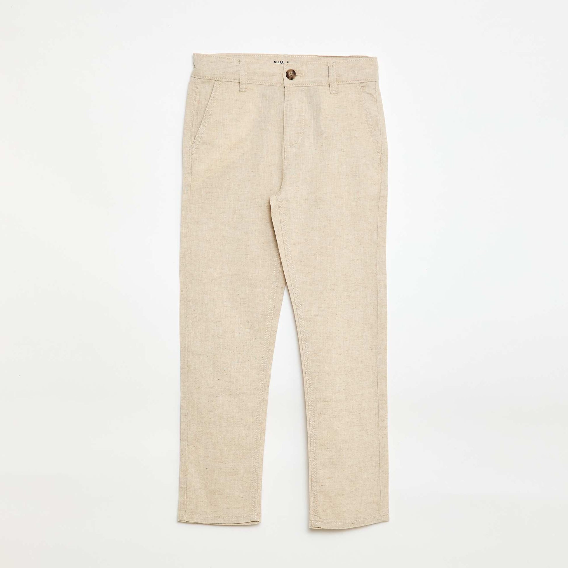 Pantalon en coton et en lin BLANC