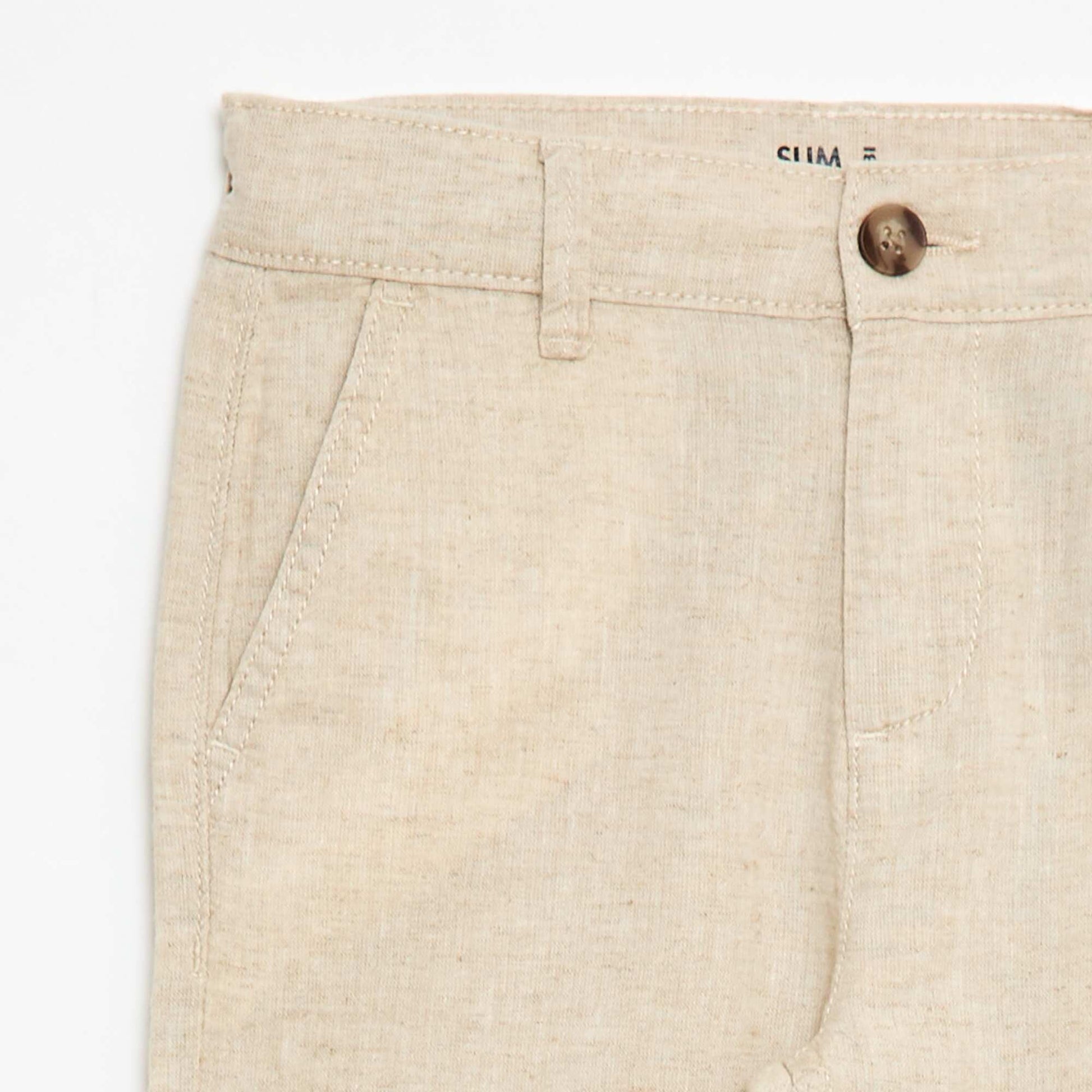 Pantalon en coton et en lin BLANC