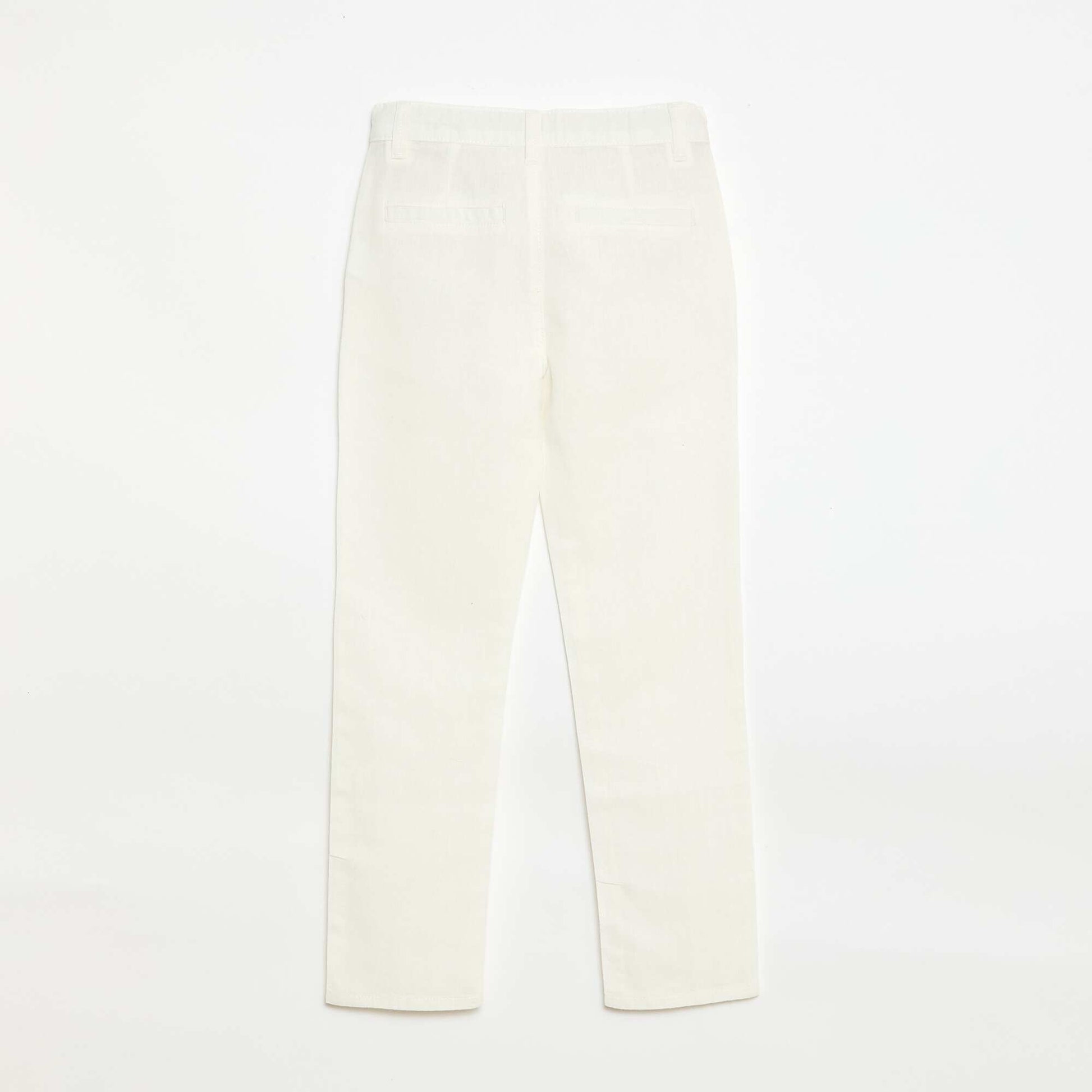Pantalon en coton et en lin BLANC
