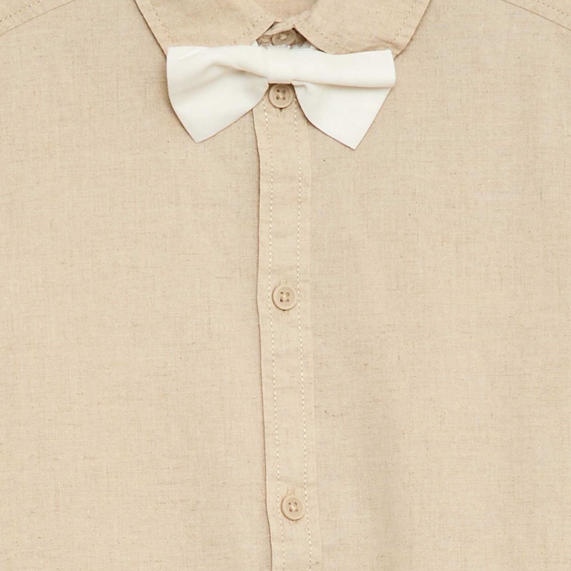 Ensemble chemise en popeline + Nœud papillon à scratch BLANC