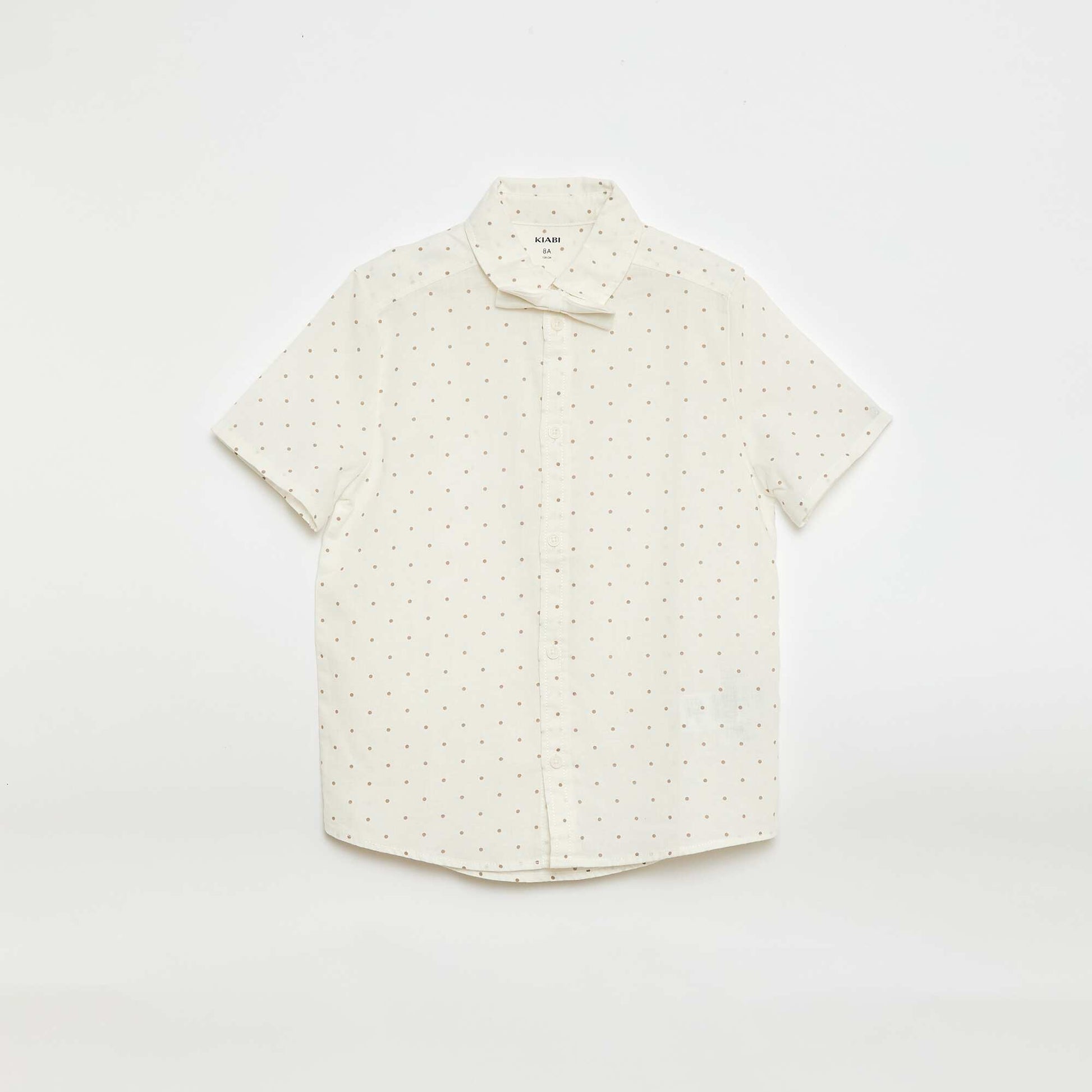 Ensemble chemise en popeline + Nœud papillon à scratch BLANC
