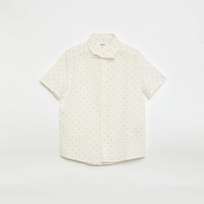 Ensemble chemise en popeline + Nœud papillon à scratch BLANC