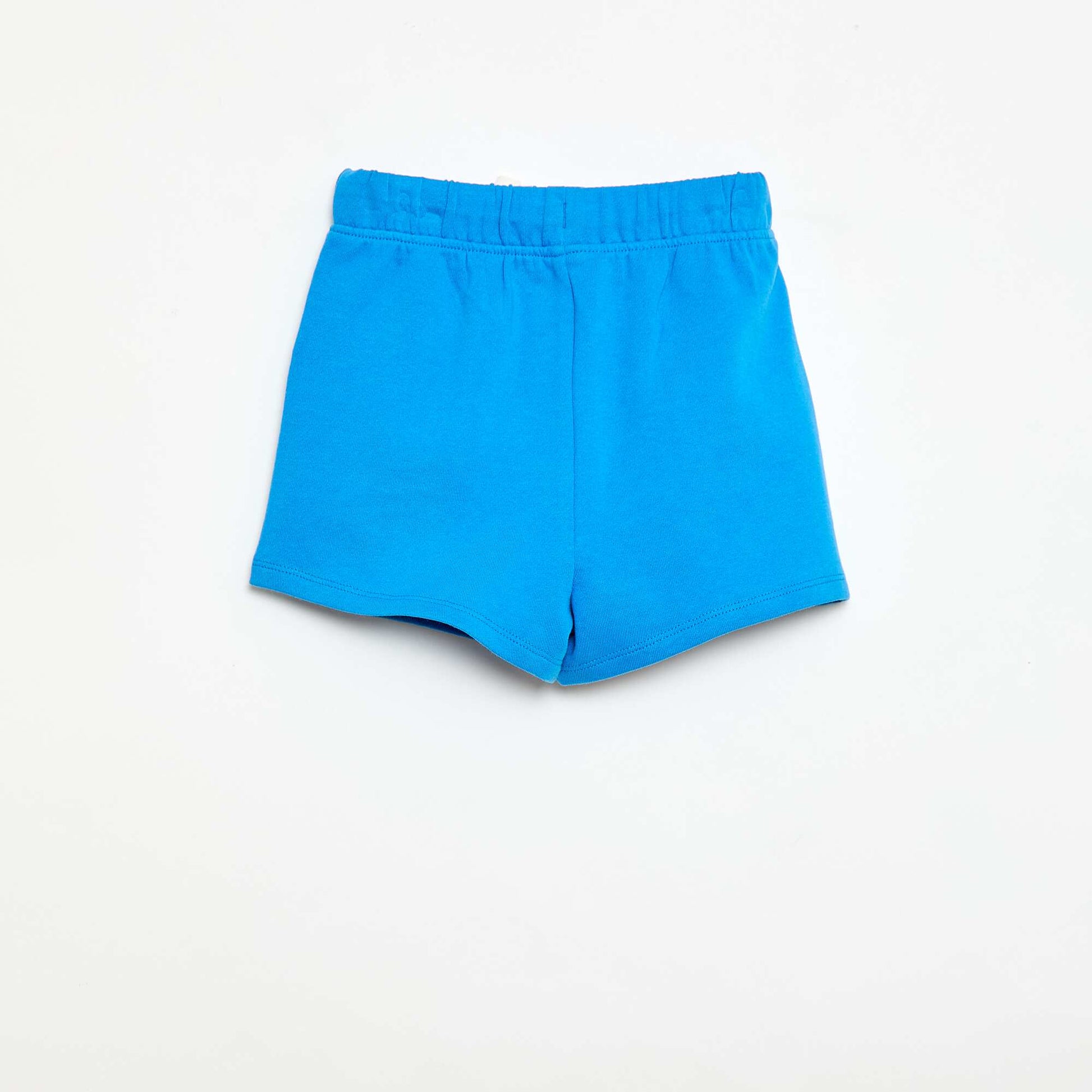 Short en molleton léger uni avec 2 poches BLEU