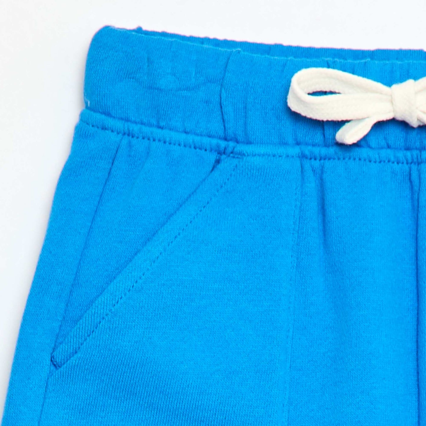 Short en molleton léger uni avec 2 poches BLEU