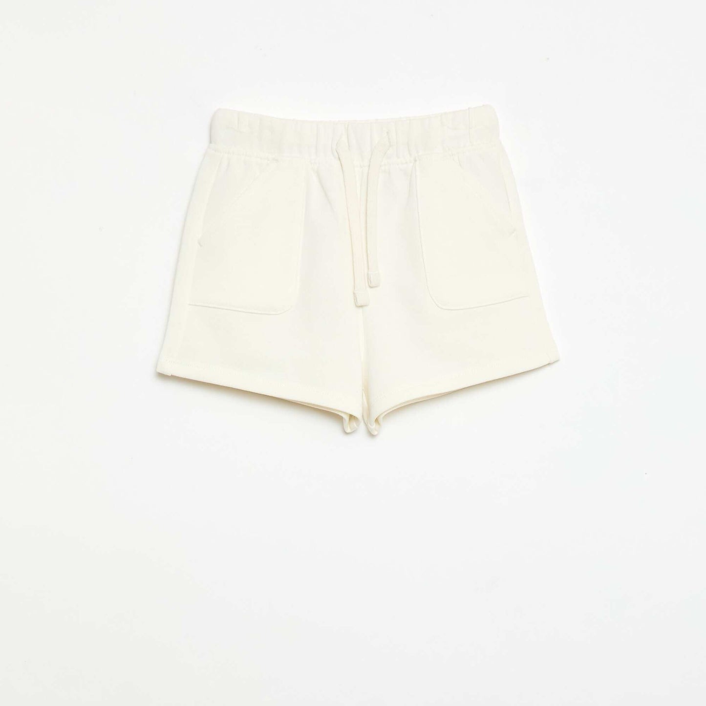 Short en molleton léger uni avec 2 poches BLANC