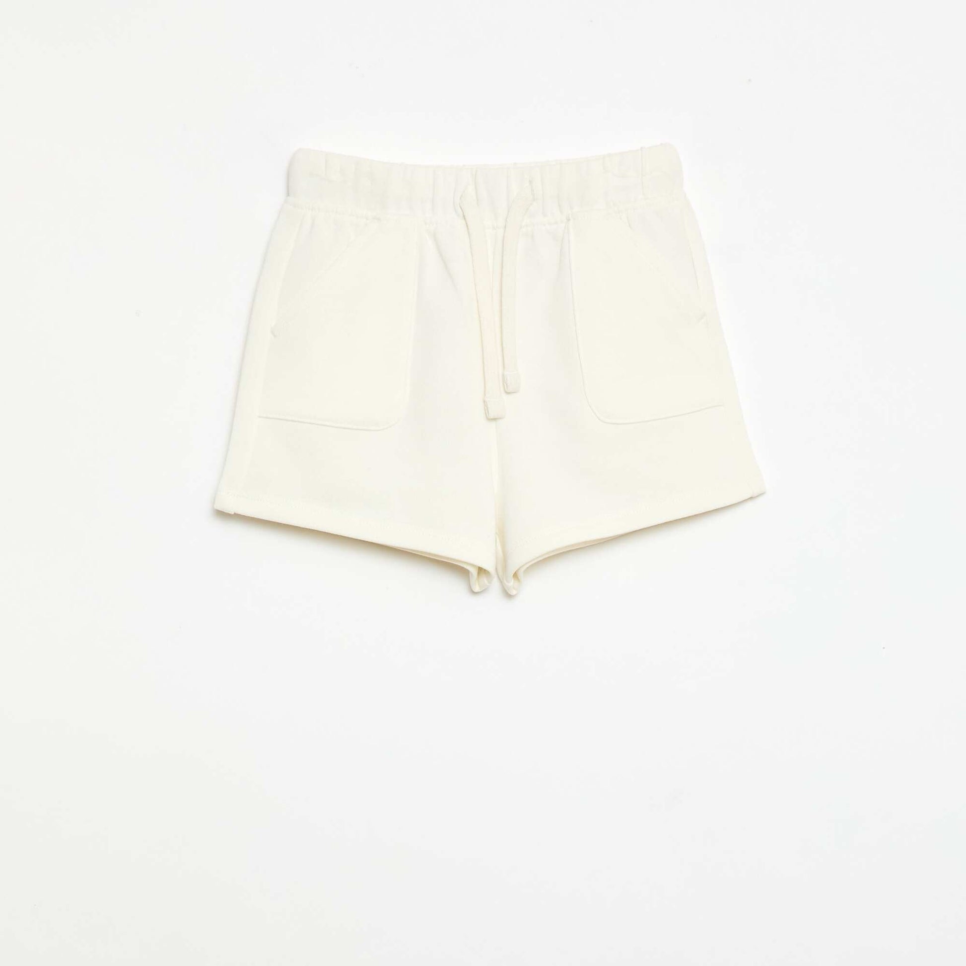 Short en molleton léger uni avec 2 poches BLANC