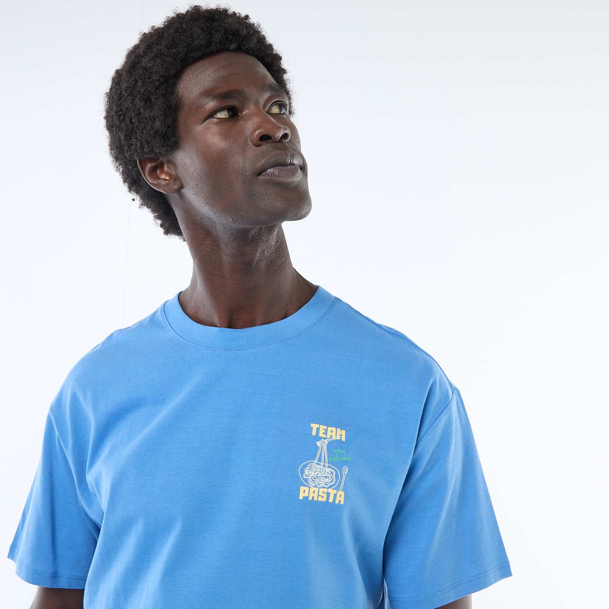 Tee-shirt imprimé à manches courtes BLEU