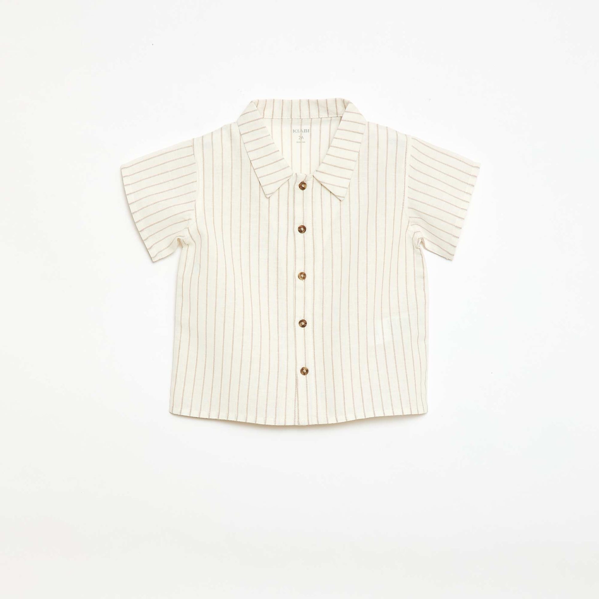 Chemise rayée à manches courtes BLANC