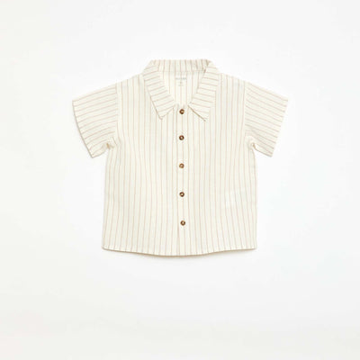 Chemise rayée à manches courtes BLANC