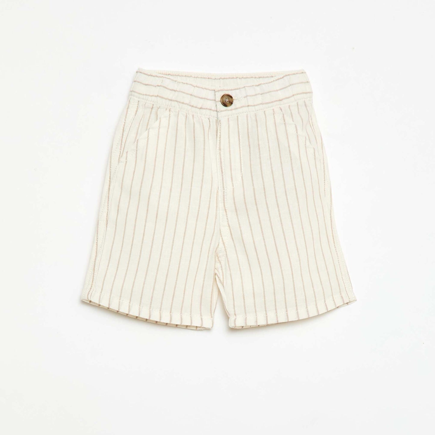 Ensemble short + chemise à rayures en lin mélangé - 2 pièces BLANC